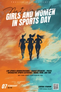 Illustrative National Girls And Women In Sports Day Poster template