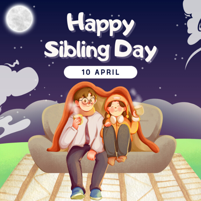 Illustrative National Sibling Day  Instagram Post Wish Flyer Design template