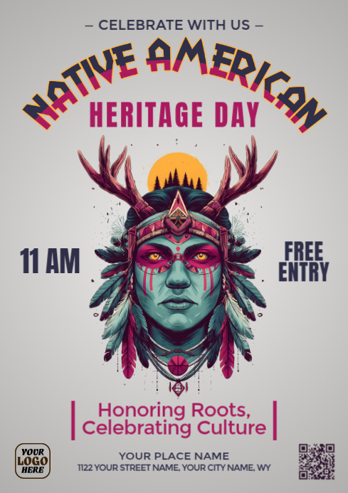 Illustrative Native American Heritage A4 | PosterMyWall