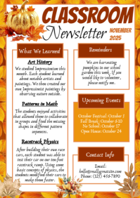 Illustrative November Classroom Lesson Planner Newsletter A4 template