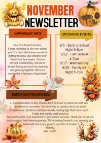 Illustrative November Classroom Newsletter A4 template
