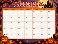 White October 2026 Calendar Рекламная листовка Template