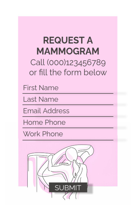 Mammogram Request Form Шаблон Illustrative Pastel Pink Mammogram Form | PosterMyWall