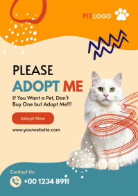 Illustrative Pet Adoption Poster A4 template