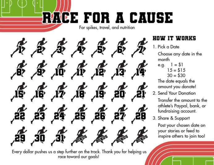 Illustrative Pick A Date To Donate Track And Field Flyer (us Letter) Pamflet (VSA Brief) template