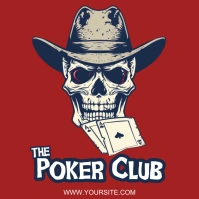 Illustrative Poker Club Logo, Skull Cards Log template