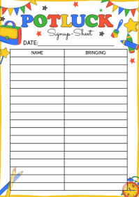 Hvid Potluck Signup A4 Template