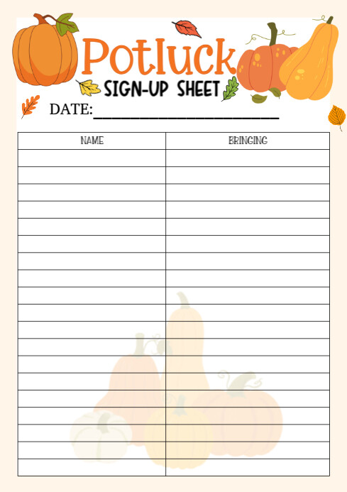 Copy of Illustrative Potluck Signup Sheet A4 | PosterMyWall