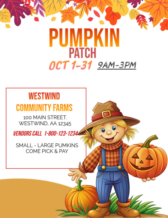 Illustrative Pumpkin Patch Flyer (us Letter) Ithempulethi