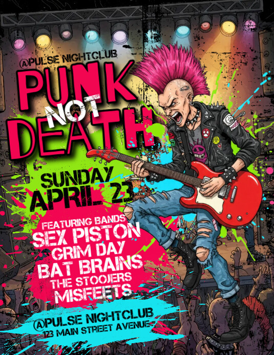 Illustrative Punk Rock Flyer (us Letter) template