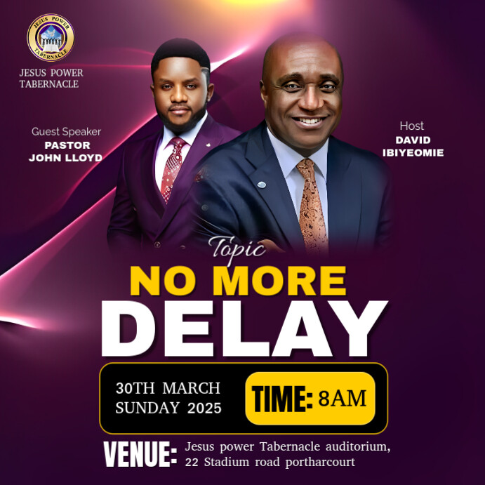 Copy of Illustrative Purple Background Maximalist No More Delay Church ...