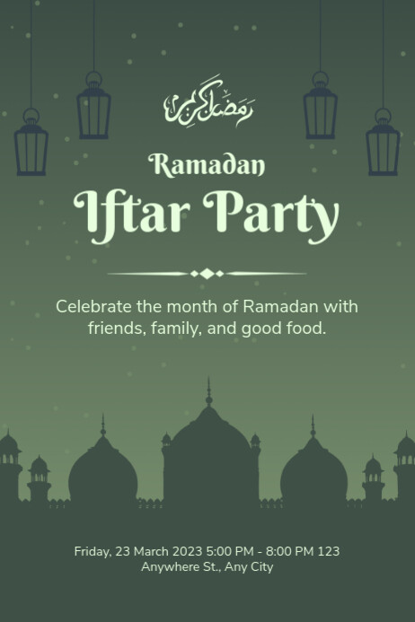 Illustrative Ramadan Iftar Party Poster Template | PosterMyWall