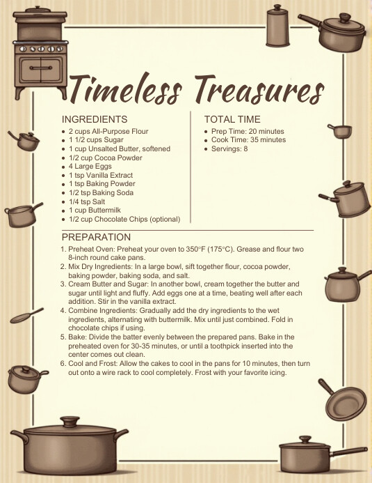 Illustrative Recipe Card, Baking Card, Recipe Template | PosterMyWall