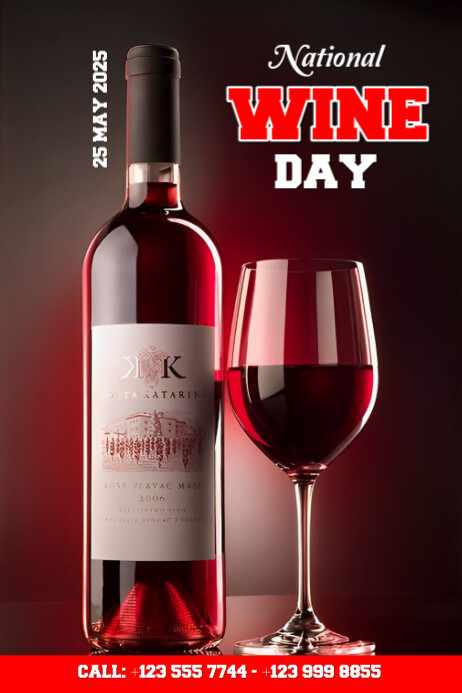 Illustrative Red Background Gradient National Wine Day Poster template