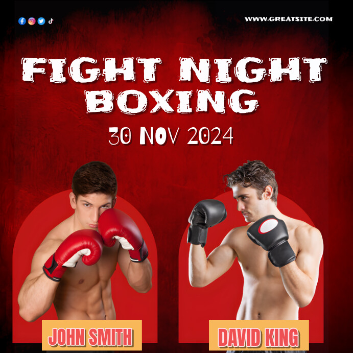 Illustrative Red Background Maximalist Fight Template | PosterMyWall