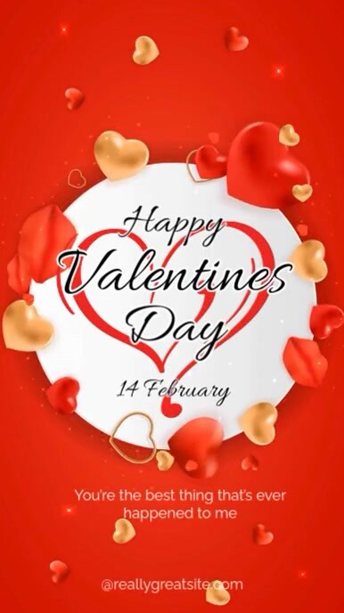Illustrative Red Happy Valentine's Day Video Instagram Reel template