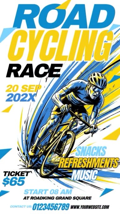 Illustrative Road Cycling Event Ad Instagram Story Instagram-verhaal template