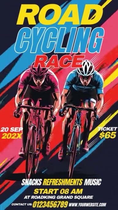 Illustrative Road Cycling Race Ad Instagram Reel template