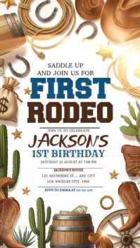 Illustrative Rodeo Birthday Invite Instagram Story template