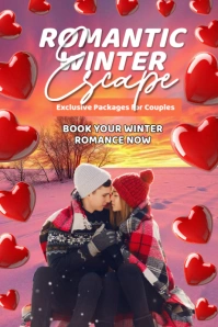 Illustrative Romantic Winter Escape Poster Affiche template