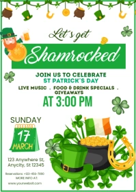 Illustrative Shamrock Party St Patricks Day A6 template