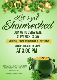 Illustrative Shamrock Party St Patricks Day Invitation A6 template
