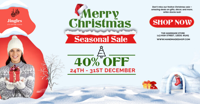 Illustrative Snow Christmas Sale Facebook Event Cover template