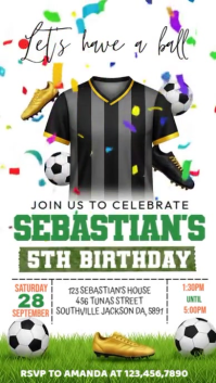 Illustrative Soccer Birthday Invitation Template Instagram-Story
