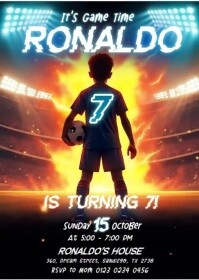 Illustrative Soccer Birthday Invitation Template A6