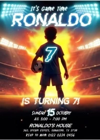 Illustrative Soccer Birthday Invitation Template A6