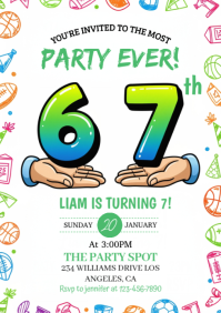 Illustrative Soccer Birthday Invitation Template A4