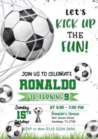 Illustrative Soccer Birthday Invitation Template A6