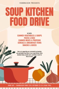 Illustrative Soup Kitchen Food Drive Poster template