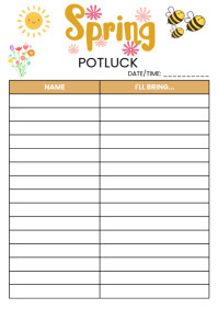 Spring Potluck Sign Spring Potluck Sign-up Flyers Template | PosterMyWall