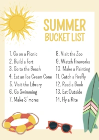 Illustrative Summer Bucket List A4 template