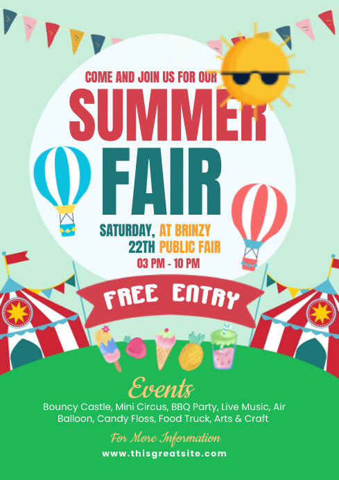 Illustrative Summer Fair Events A4 Template | PosterMyWall