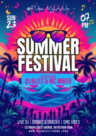 Illustrative Summer Festival A5 template