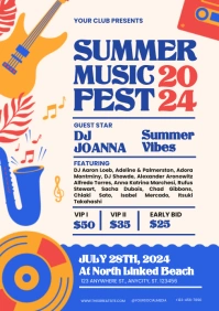 Illustrative Summer Music Fest Design Templat A4 template