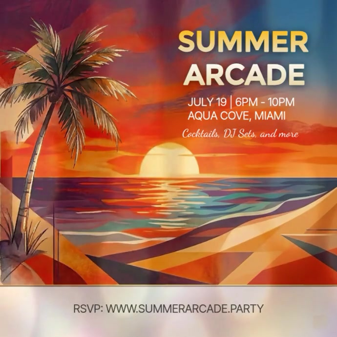 Illustrative Summer Party Instagram Post Video Template | PosterMyWall