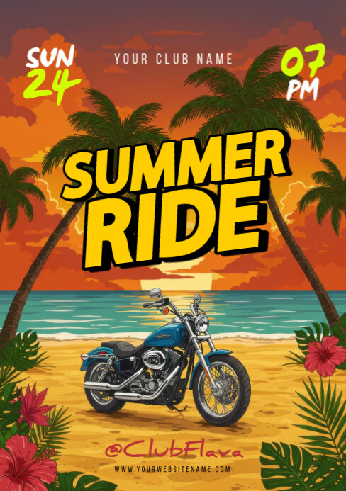 Illustrative Summer Ride A5 Template | PosterMyWall