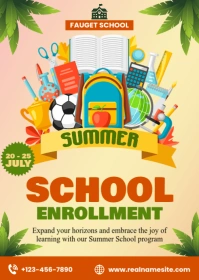 Illustrative Summer School Enrollment Announcement A6 template