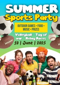 Illustrative Summer Sports Party A1 template