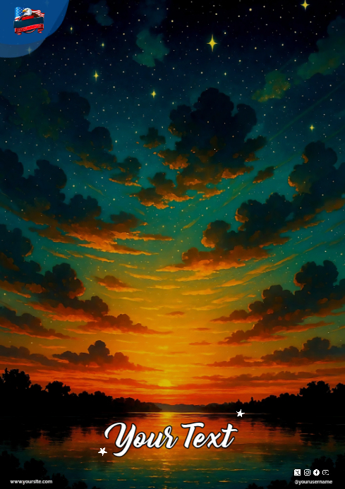Illustrative Sunset Landscape A4 Template | PosterMyWall