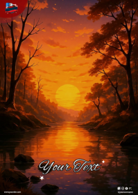 Illustrative Sunset Landscape A4 template