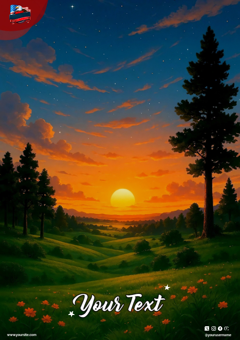 Green Sunset Landscape A4 Template | PosterMyWall