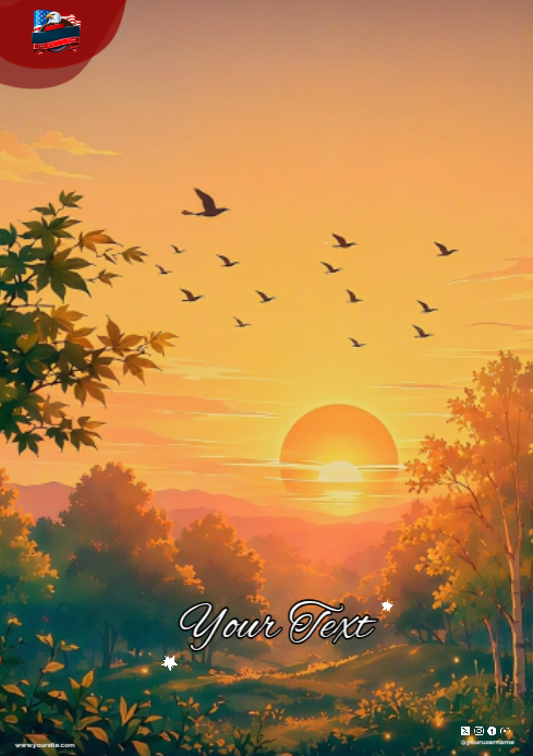 Illustrative Sunset Nature Forest Background A4 Template | PosterMyWall