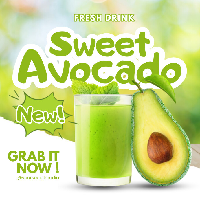 Avacado Posts Illustrative Sweet Fresh Avocado Drink Instag Template | PosterMyWall