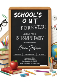Illustrative Teacher Retirement Invitation A2 template