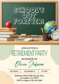 Illustrative Teacher Retirement Invitation A5 template