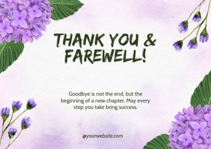 Hello Thanks Goodbye Illustrative Thank You And Farewell Card Postcard Template | PosterMyWall